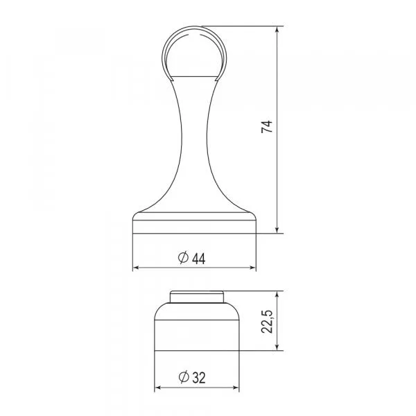 Магнитный упор Punto DSM-45 SN-3 в матовом никелевом цвете. Ещё одно изображение магнитного упора Punto DSM-45 SN-3