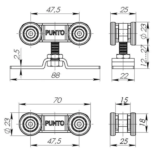 Раздвижная система Punto Soft LINE 55/4 (ролики+направляющая 2 метра)