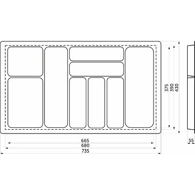 Лоток вкладыш для столовых приборов 800 BASIC 735*430 белый