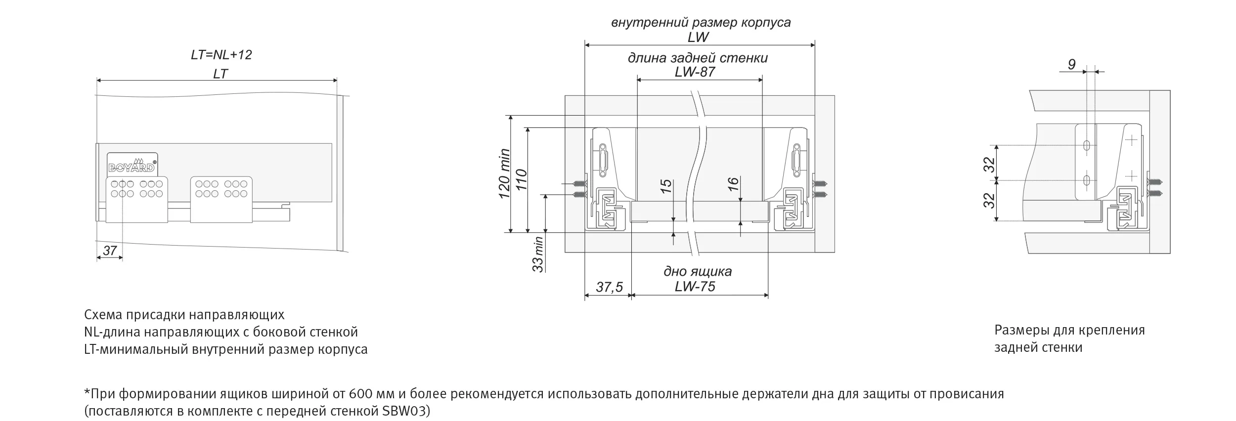 Держатель передней стенки B-Box SBH33/GR