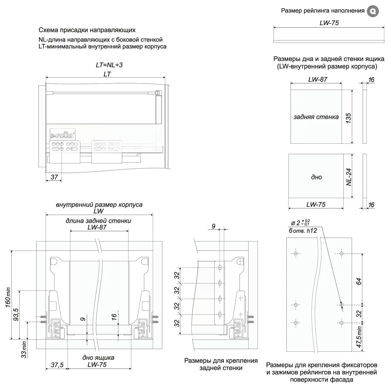 Рейлинг наполнения SBR02/W/1100