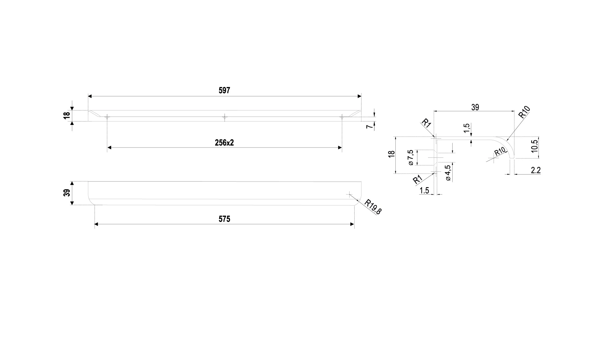 Мебельная ручка MONTE RT110GR.1/000/600