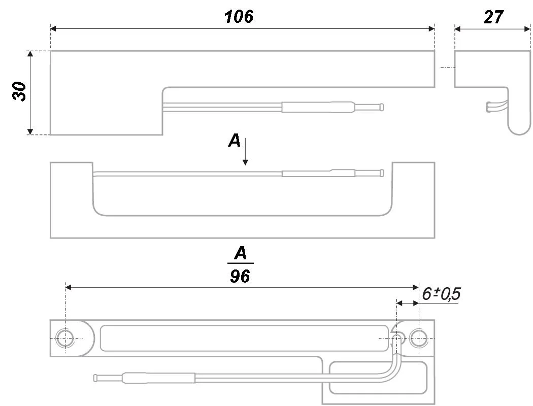 Мебельная ручка RS301CP/WWL.4/96/L