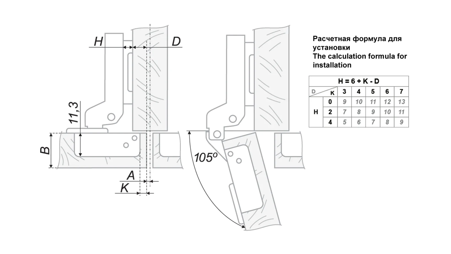 Мебельная петля H105B02/0112