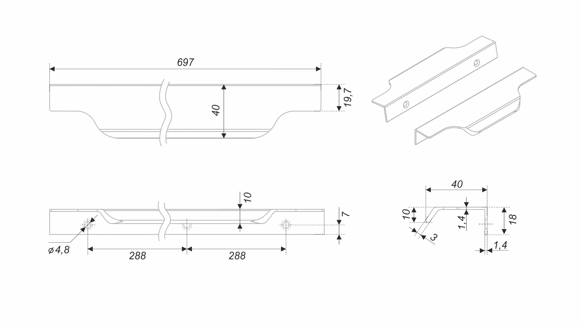Мебельная ручка TERA 2.0 RT811BL.1/576/700