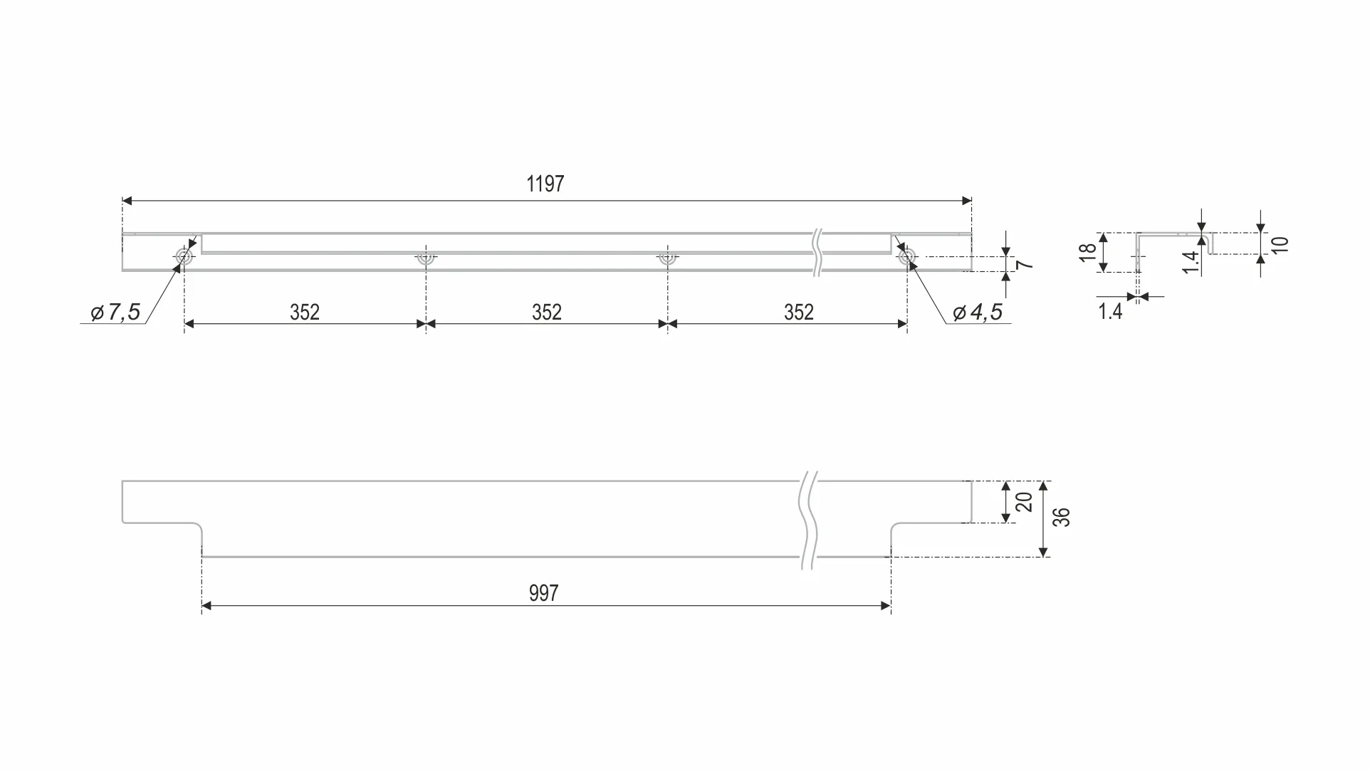 Мебельная ручка RAY RT109BL.1/000/1200