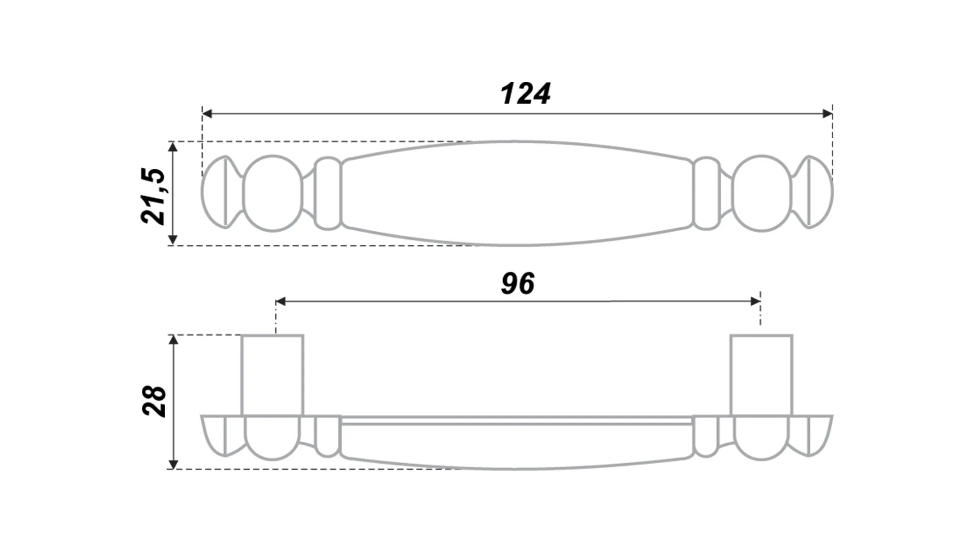 Мебельная ручка RS115AB.4/96/W02