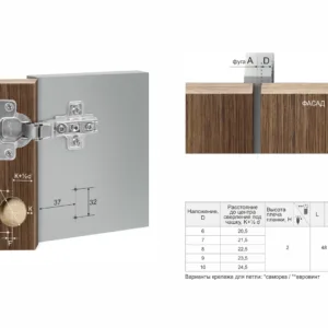 Мебельная петля с пружиной обратного хода PUSH H690B02/0112