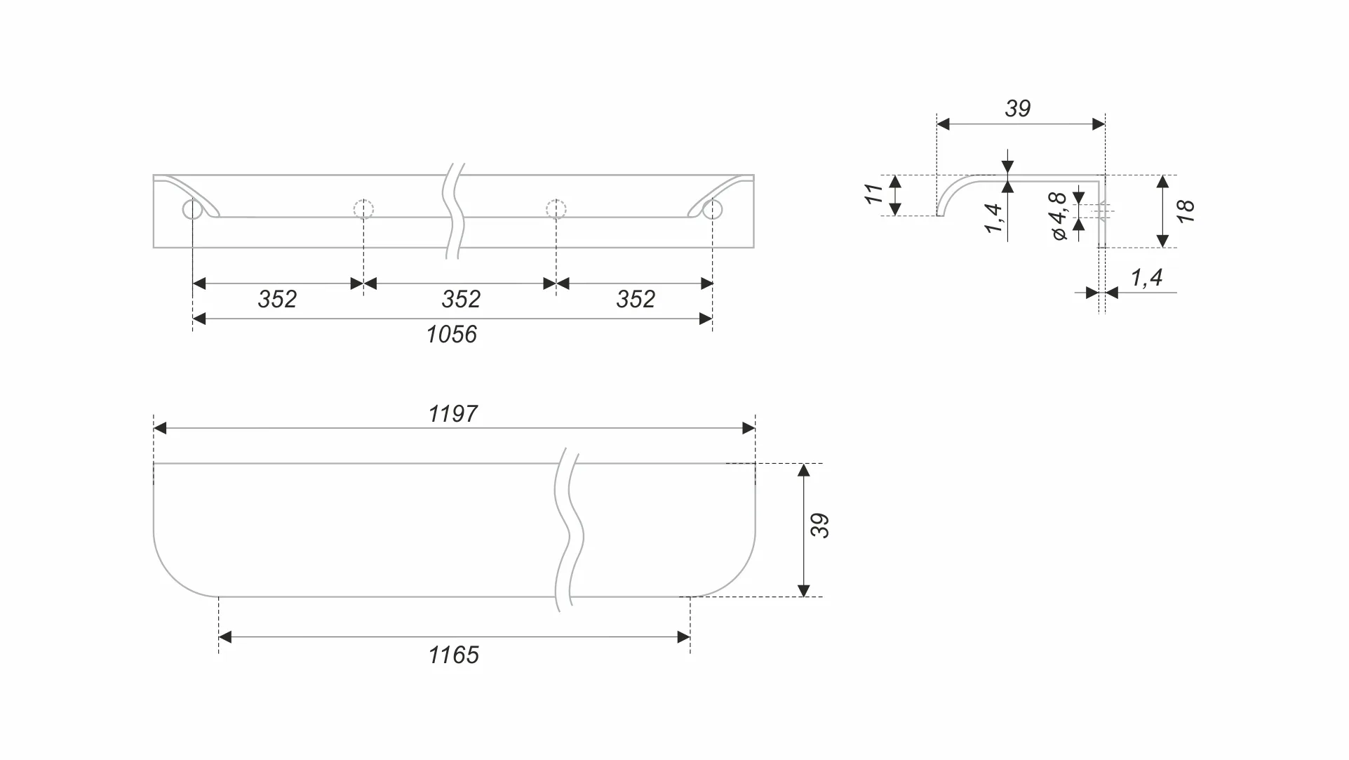 Мебельная ручка MONTE 2.0 RT810SC.1/1056/1200
