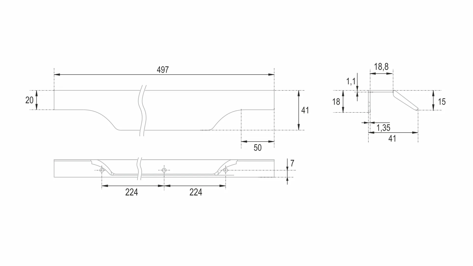 Мебельная ручка WING RT114BL.1/448/500
