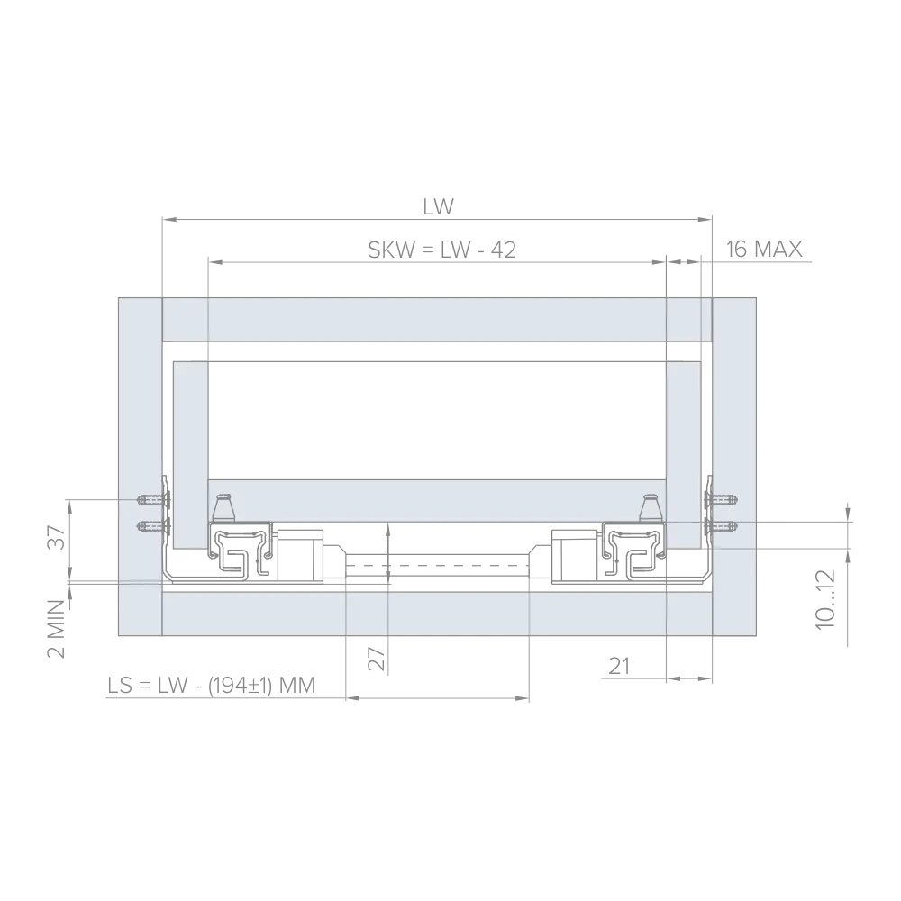 Направляющая скрытого монтажа Stealth синхр. полн. выдв. Push (ДСП до 16мм) под штангу 450 AQ