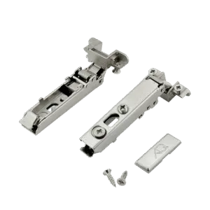 Петля накладная AQ V.2 Clip с эксцентриком с доводчиком (с загл и саморезами) для ал рамок никель