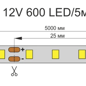 Лента светодиодная AQ LED-LINE 2835 120 LED/м 12V 9,6W/м 5 мм IP20 теплый белый 5 м (15.0025)