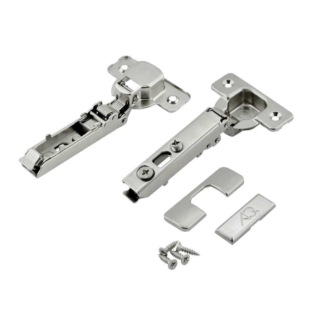 Петля накладная AQ V.2 Clip с эксцентриком с доводчиком (с заглушками и саморезами)