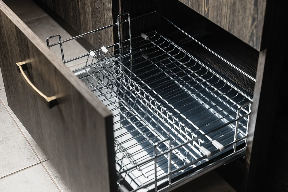 набор Сушка в нижнюю базу 800 на напр. п/выдв с довод. Stealth AQ, хром с поддоном из нерж. стали