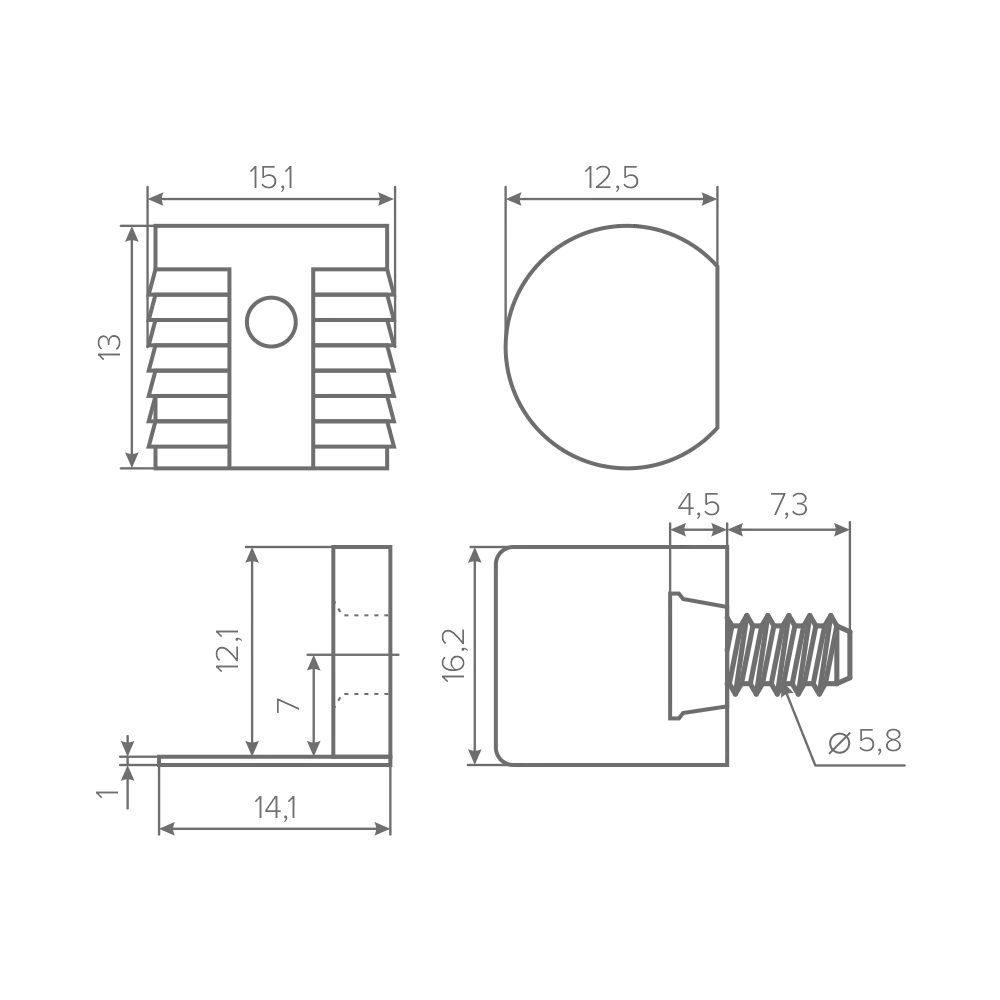 Полкодержатель AQ SHELF 03 скрытого монтажа черный никель (1000 шт.)