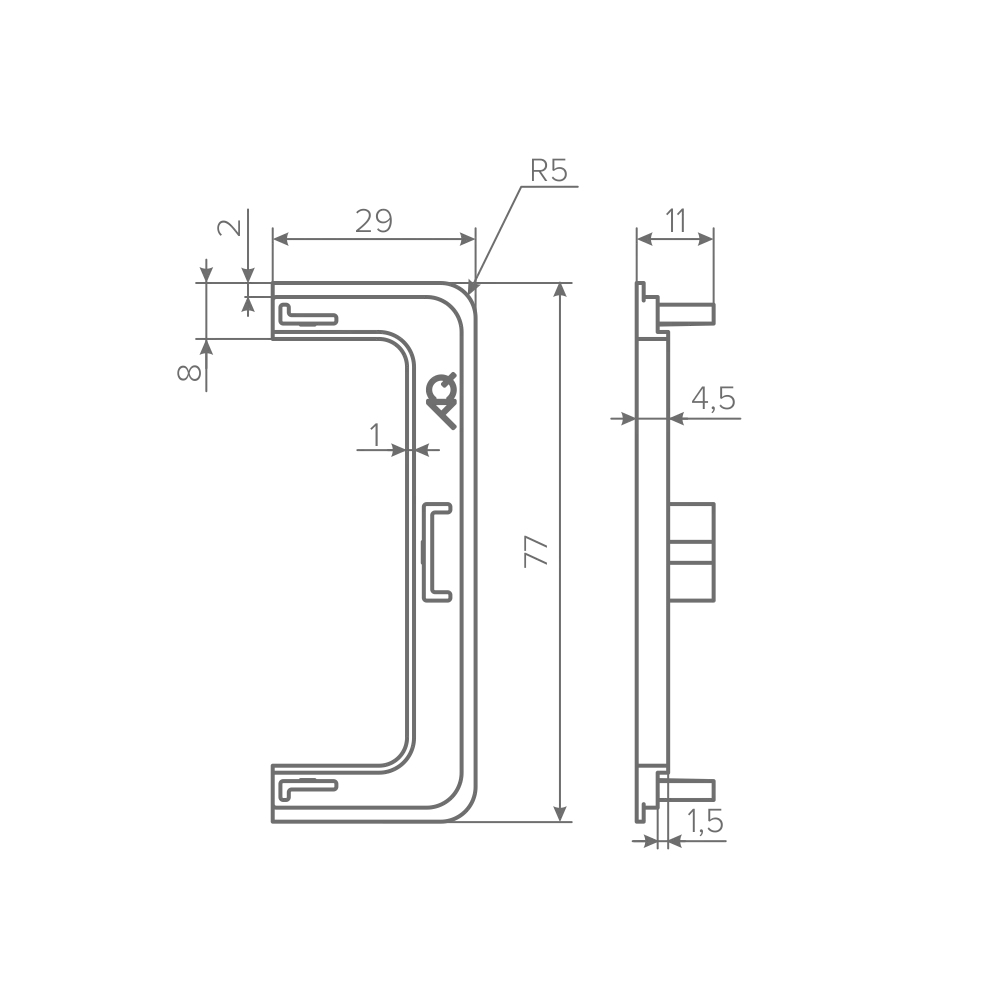 Заглушка контурная универсальная для горизонт. C-образного профиля AQ Gola-X черный