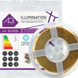 Лента светодиодная AQ LED-LINE COB 480 LED/м 12V 14W/м 8 мм IP20 холодный  белый 5 м (15.0032)