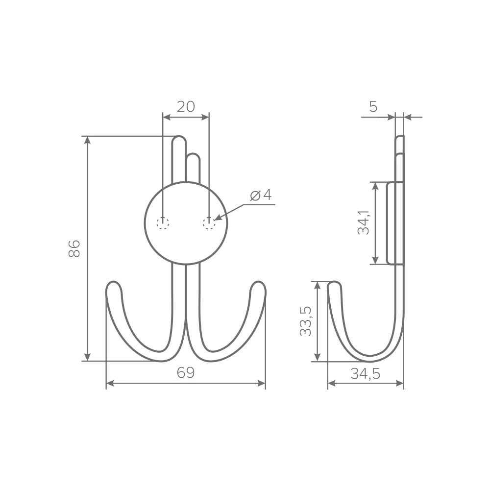 Крючок AQ Alces сталь брашированная