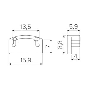 Заглушка для профиля AQ FORM накладного 16х7 без отверстия черная