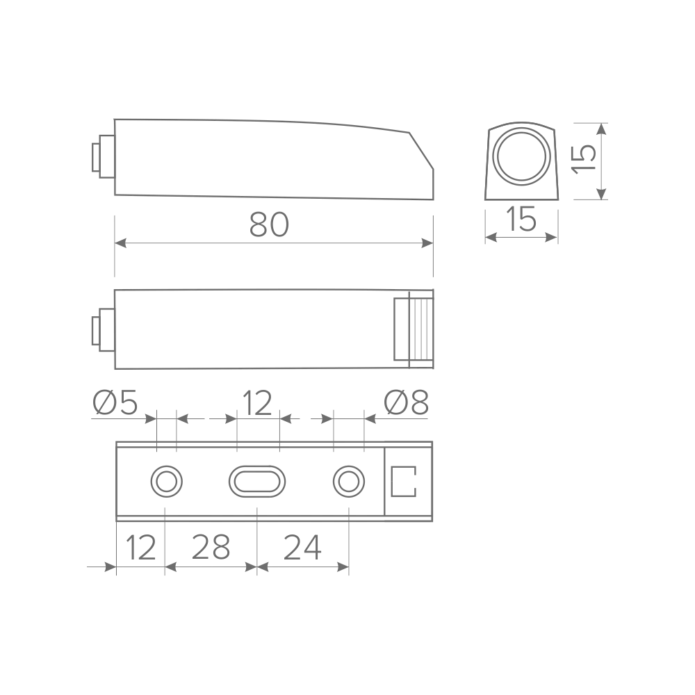 Адаптер к толкателю AQ ONE-PUSH прямой серый