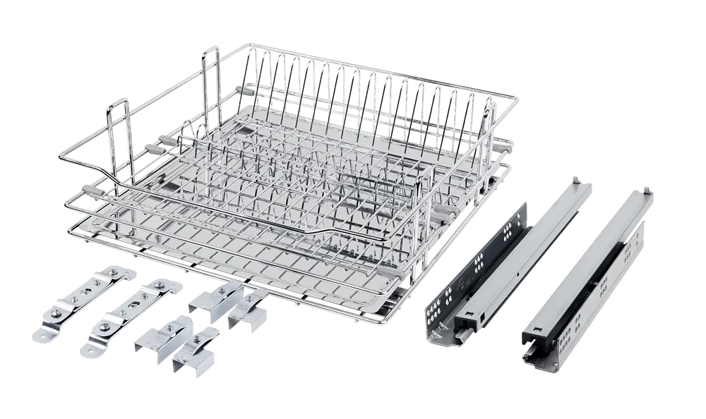 набор Сушка в нижнюю базу 600 на напр. п/выдв с довод. Stealth AQ, хром с поддоном из нерж. стали