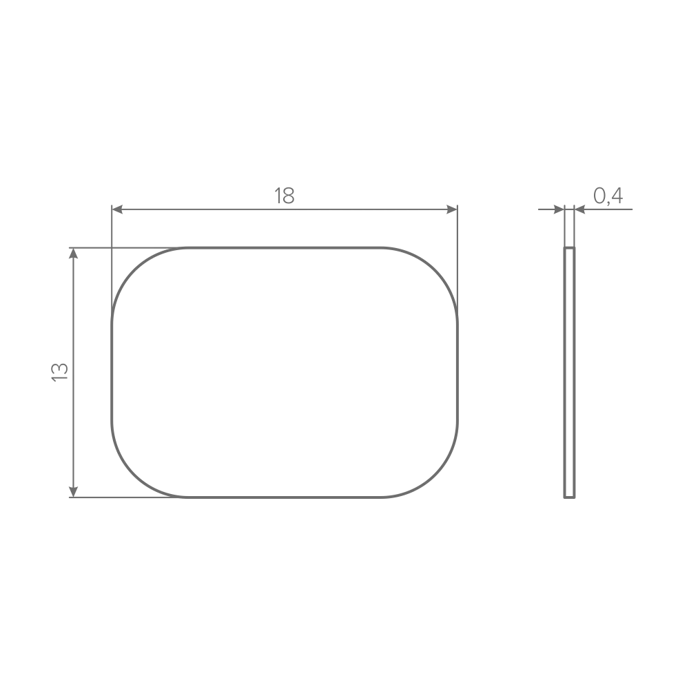 Ответная часть к AQ ONE-PUSH 18х13х0,4 мм самоклеящаяся никель