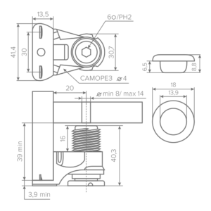 Опора AQ LEGA 39 регулируемая под саморез