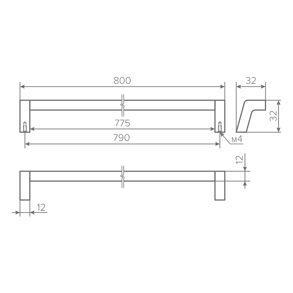 Ручка AQ Lungo L=800 черный матовый