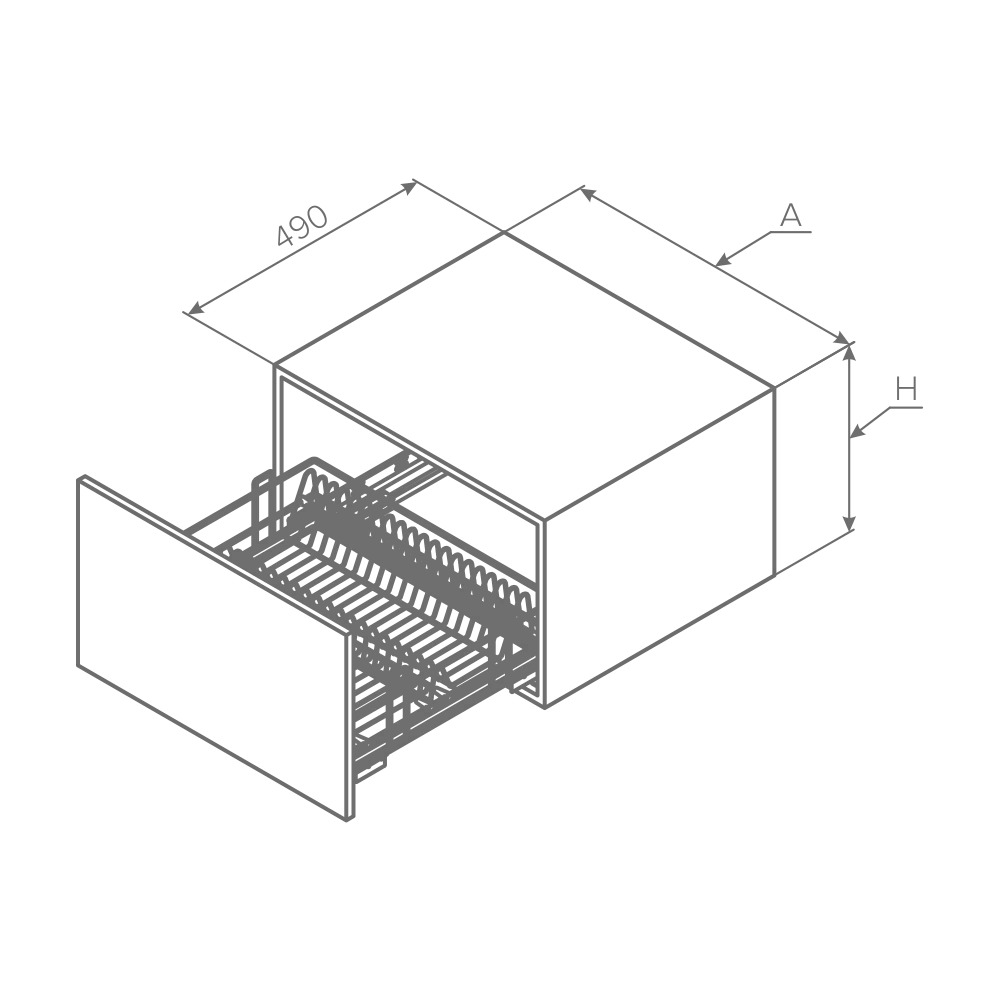 набор Сушка в нижнюю базу 900 на напр. п/выдв Push Stealth AQ, хром с поддоном из нерж. стали