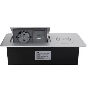 Выдвижной удлинитель Nova 5: 1 розетка + USB + беспроводная зарядка алюминий