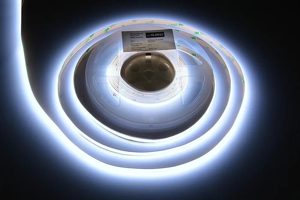 Лента светодиодная AQ LED-LINE COB 480 LED/м 12V 14W/м 8 мм IP20 холодный  белый 5 м (15.0032)