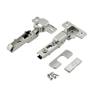 Петля полунакладная AQ V.2 Clip с эксцентриком с доводчиком (с заглушками и саморезами)