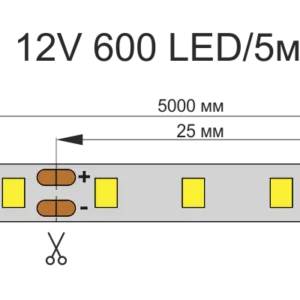 Лента светодиодная AQ LED-LINE 2835 120 LED/м 12V 9,6W/м 8 мм IP20 нейтральный белый 5 м (15.0012)