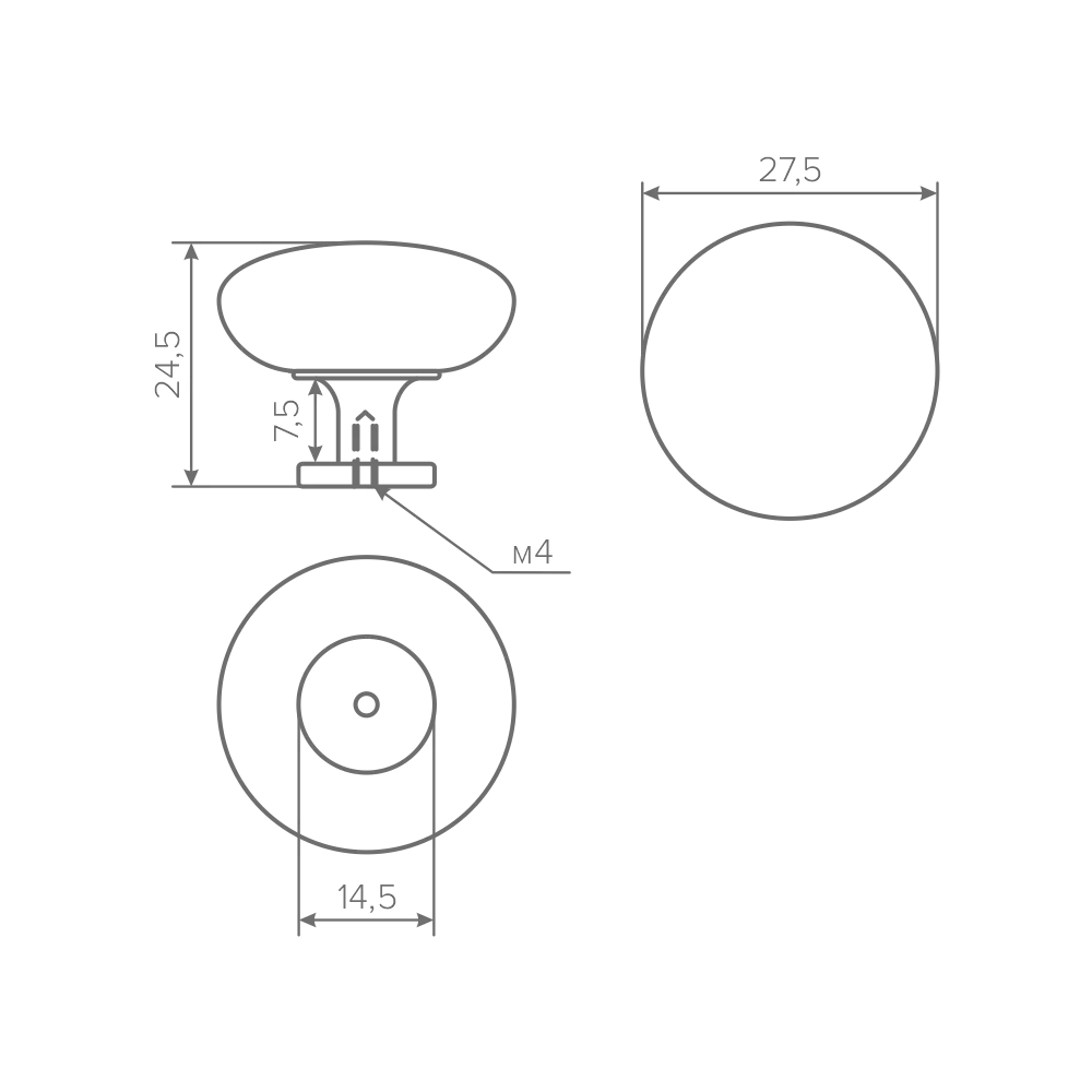 Ручка-кнопка AQ Orion черный матовый