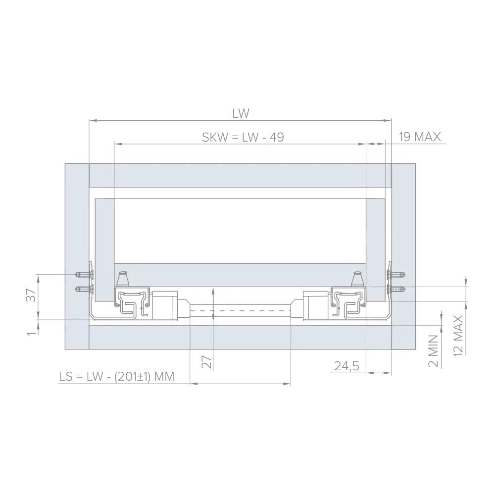 Направляющая скрытого монтажа Stealth синхр. полн. выдв. Push (ДСП до 19мм) под штангу 400 AQ