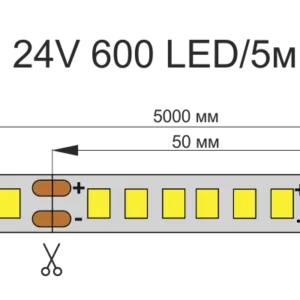 ЛЕНТА светодиодная AQ LED-LINE 2835 120 LED/м 24V 9,6W/м 8 мм IP20 нейтральный белый 5 м (15.0020)