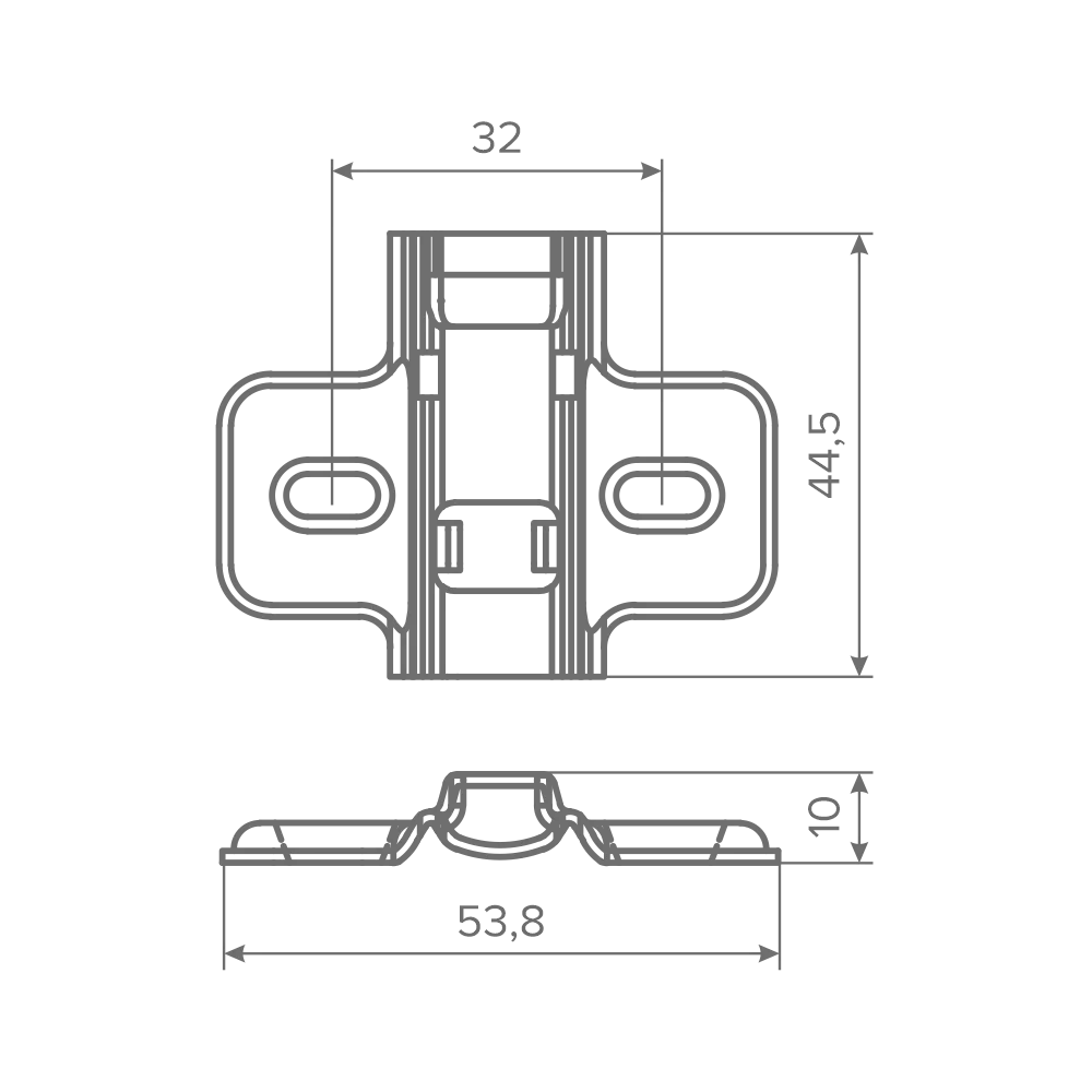 Ответная планка AQ крестообразная Clip-on под саморез H2