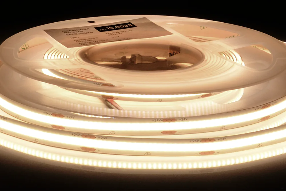ЛЕНТА светодиодная AQ LED-LINE COB 480 LED/м 24V 14W/м 8 мм IP20 теплый белый 5 м (15.0033)
