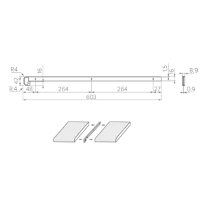 Планка д/постф. AQ PLANK R3 0* стык. черная