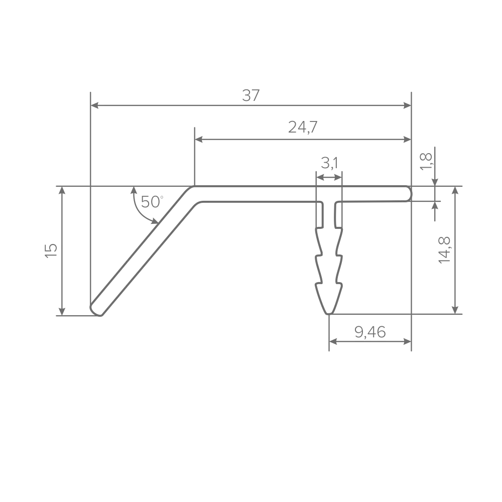 Ручка-профиль торцевая AQ F-line 5000 мм золото матовое