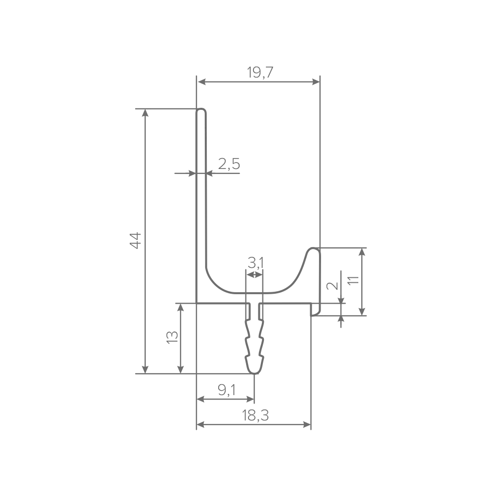 Ручка-профиль торцевая AQ L-line heavy 5000 мм черный матовый