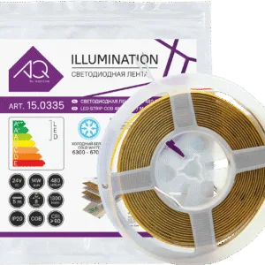ЛЕНТА светодиодная AQ LED-LINE COB 480 LED/м 24V 14W/м 8 мм IP20 холодный  белый 5 м (15.0034)