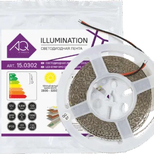 Лента светодиодная AQ LED-LINE 2835 120 LED/м 12V 9,6W/м 5 мм IP20 теплый белый 5 м (15.0025)