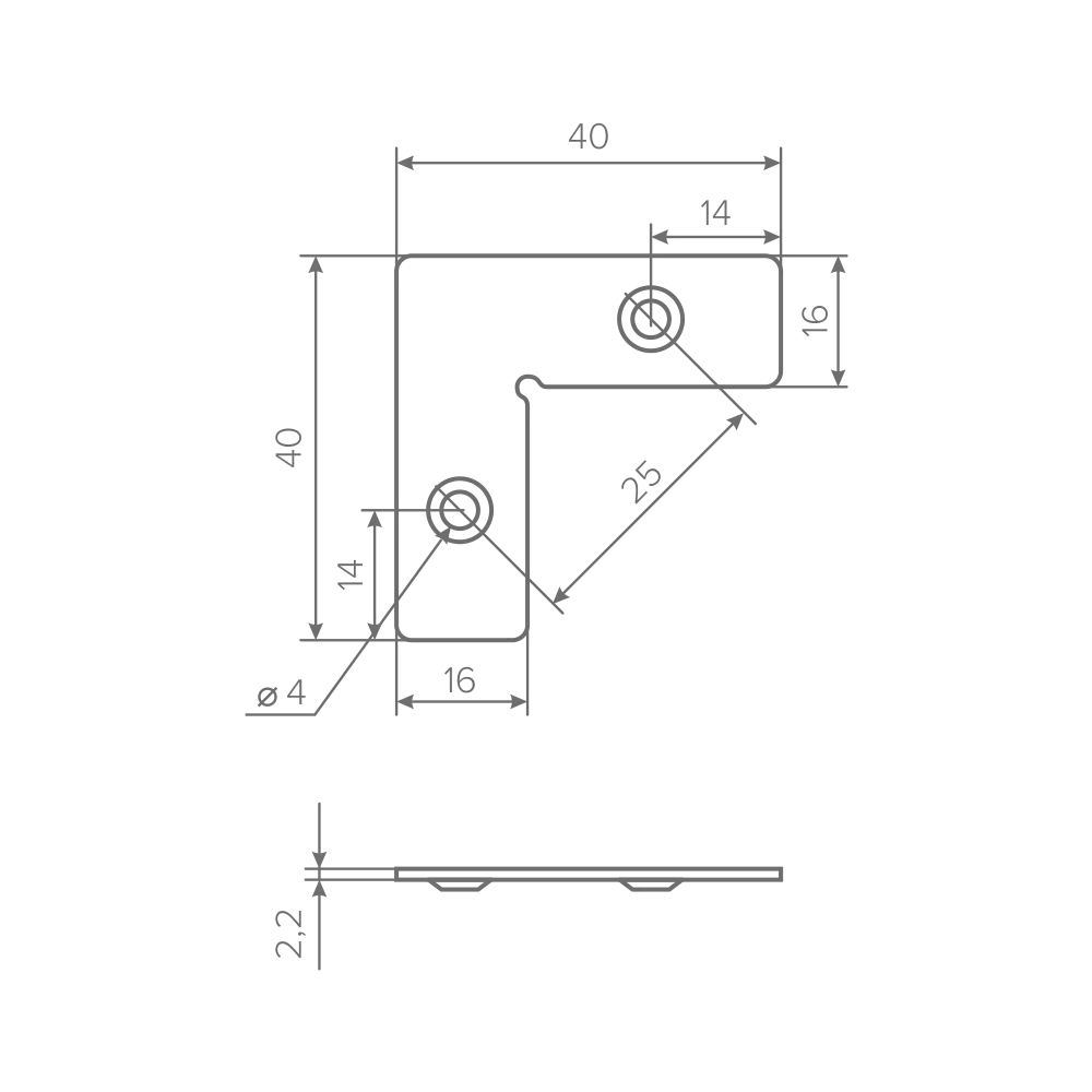 Крепежный уголок для профиля AQ FRAME Z-1