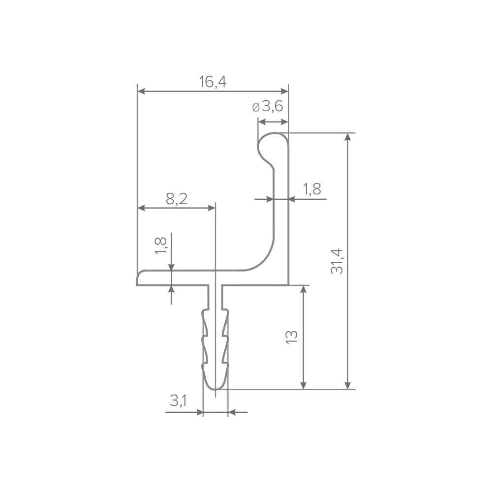 Ручка-профиль AQ Gola-X для верхней базы ДСП 16мм 5000 мм черный матовый
