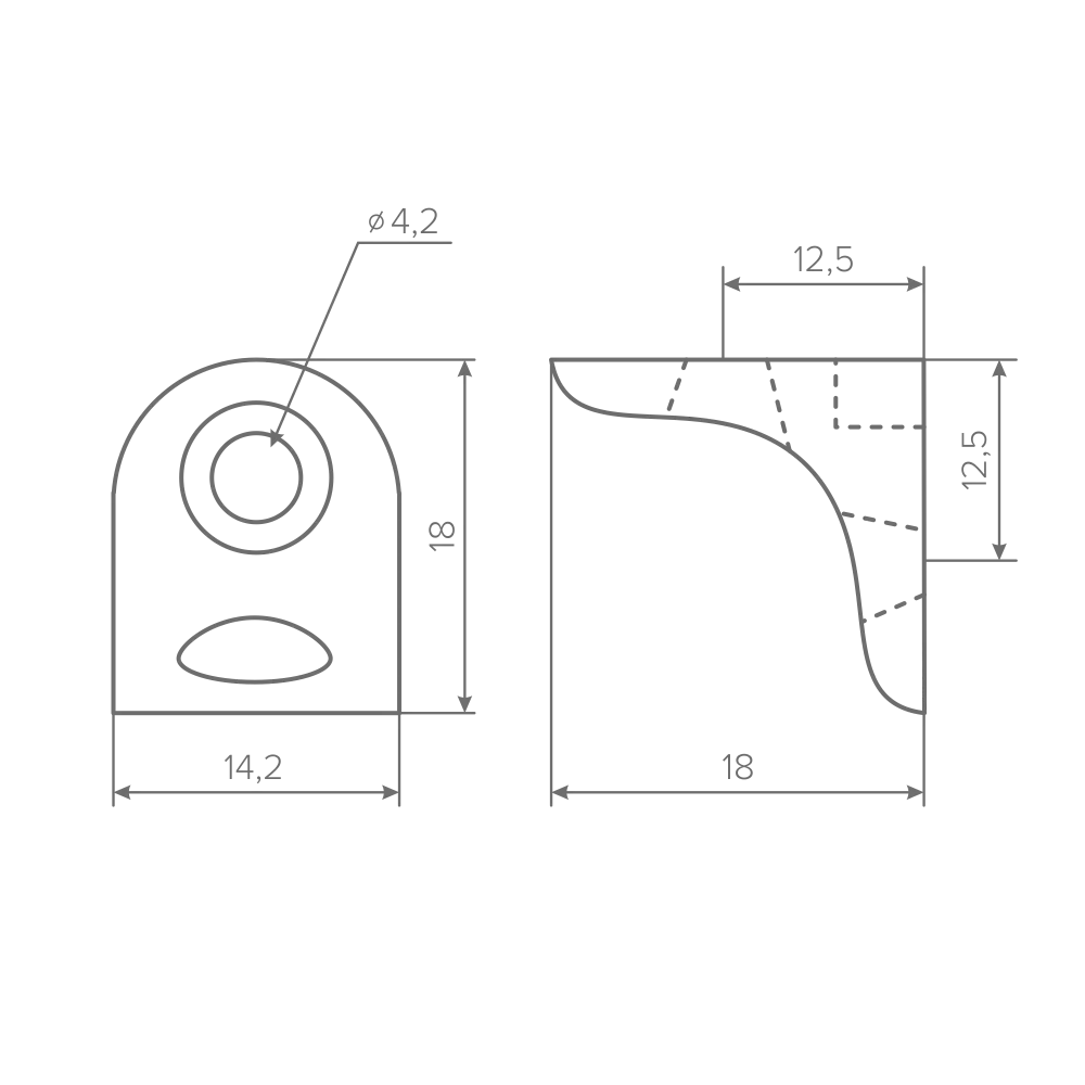 Полкодержатель AQ SHELF 02 под саморез никель