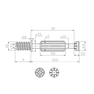 Винт для AQ X-CENTRIC 15 L=34 мм с пластиковой муфтой (1000 шт.)