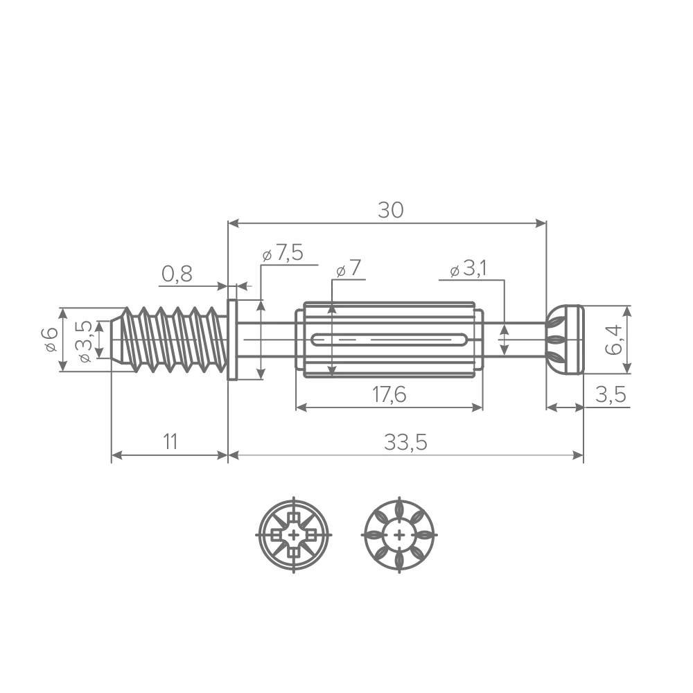 Винт для AQ X-CENTRIC 15 L=34 мм с пластиковой муфтой (1000 шт.)