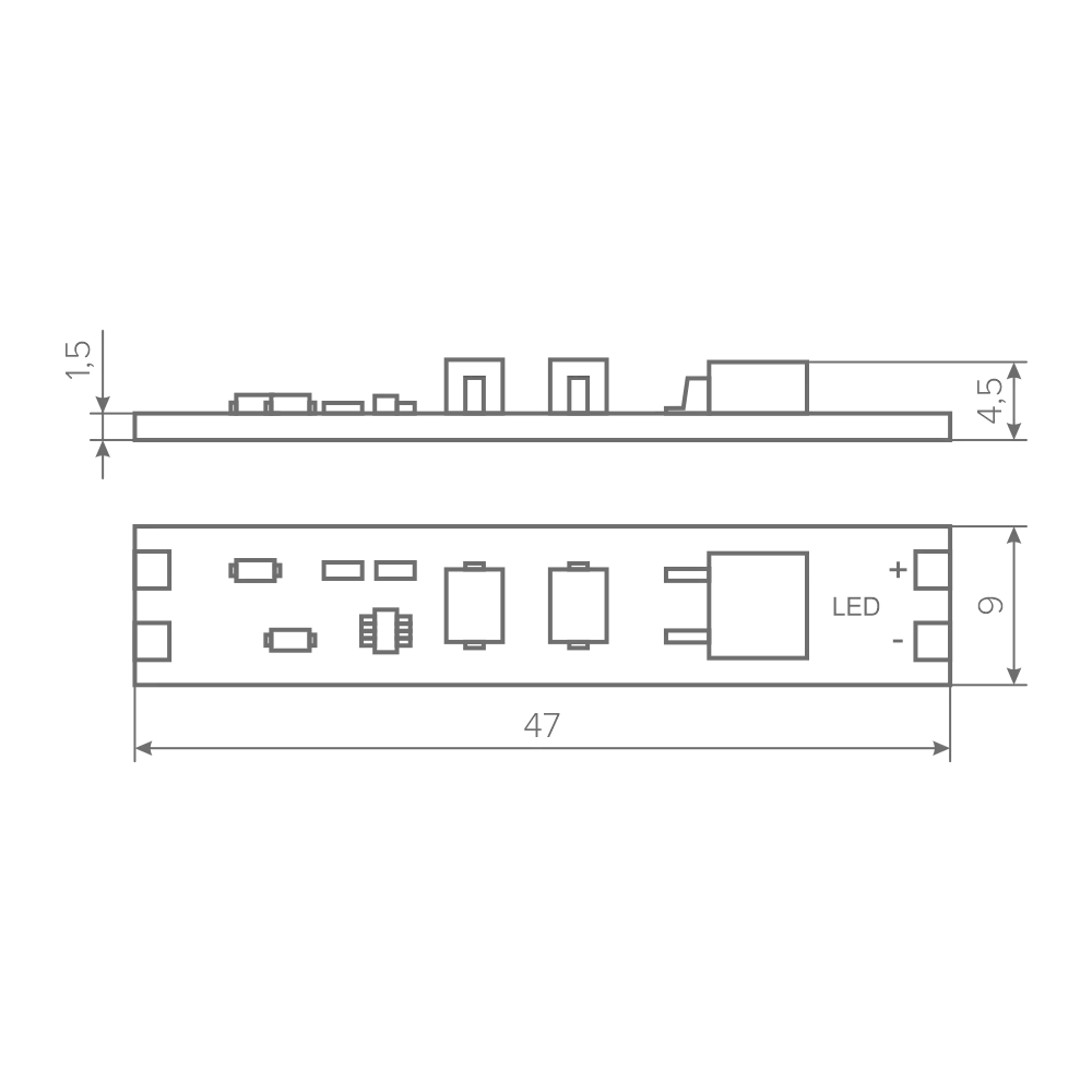 Выключатель AQ SWITCH сенсорный с диммером для установки в профиль 12/24V 60/120W